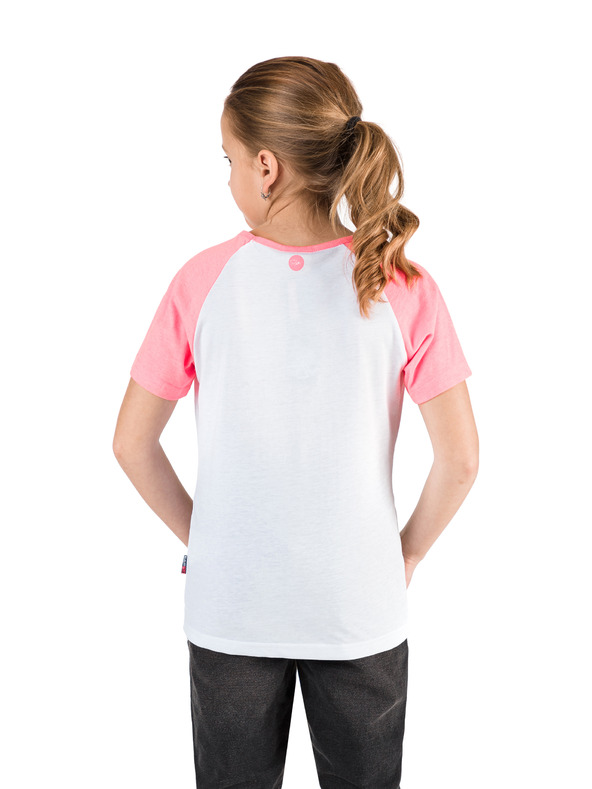 Sam 73 Розово-бяла десенирана тениска за момичета SAM 73