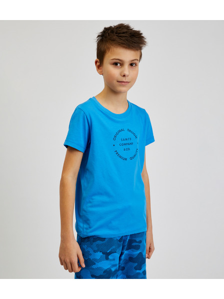 Sam 73 Синя памучна тениска за момчета с щампа SAM73 Pyrop