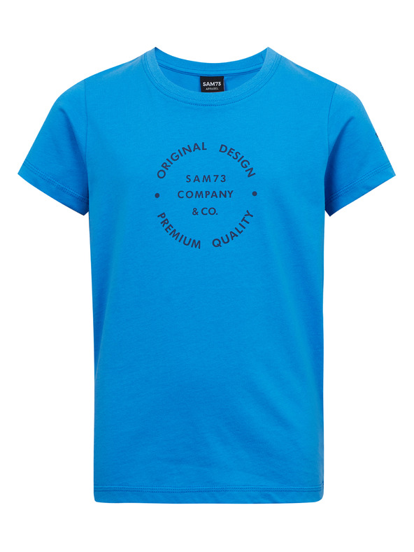 Sam 73 Синя памучна тениска за момчета с щампа SAM73 Pyrop