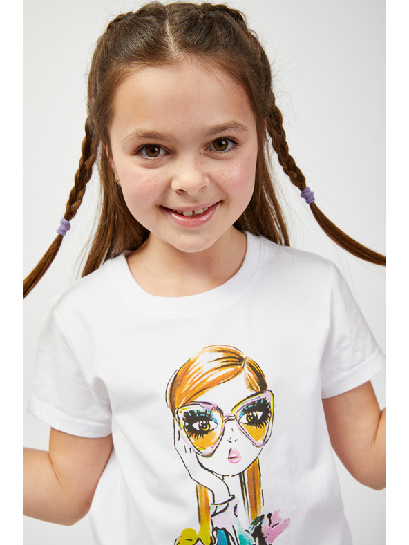 Sam 73 Бяла тениска с щампа за момичета SAM73 Mora