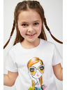 Sam 73 Бяла тениска с щампа за момичета SAM73 Mora