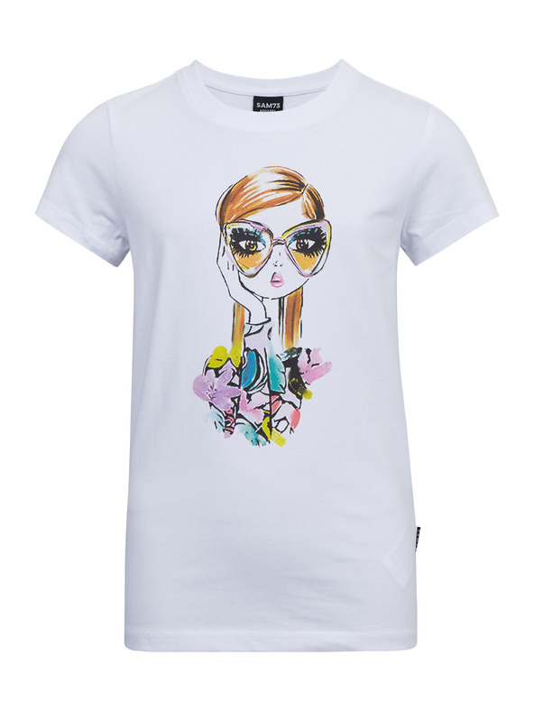 Sam 73 Бяла тениска с щампа за момичета SAM73 Mora