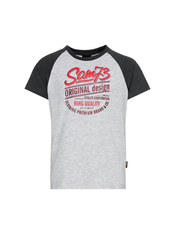 Sam 73 Сива тениска за момче с щампа SAM 73