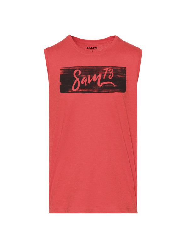 Sam 73 Червена мъжка тениска с щампа SAM 73