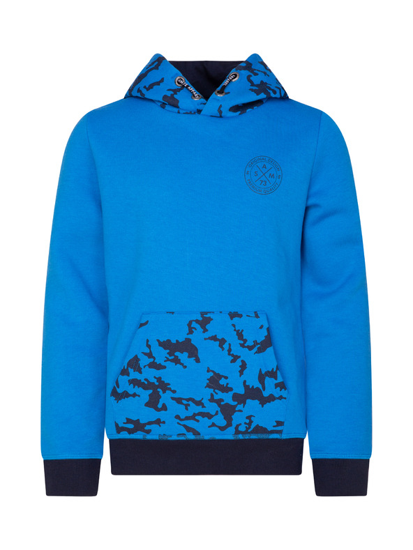 Sam 73 Син момчешки шарен суитшърт с качулка SAM 73 William