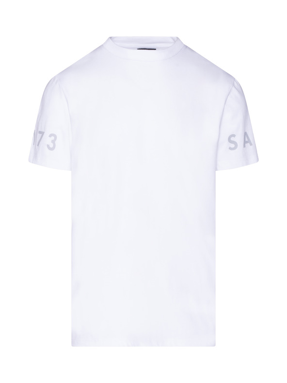 Sam 73 Бяла мъжка тениска с щампа SAM 73
