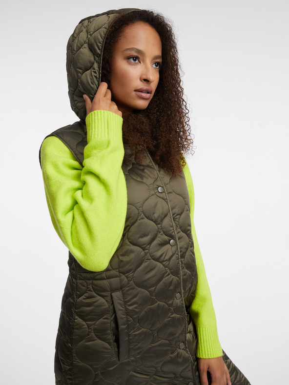 Orsay Дамски дълъг ватиран елек в цвят каки ORSAY