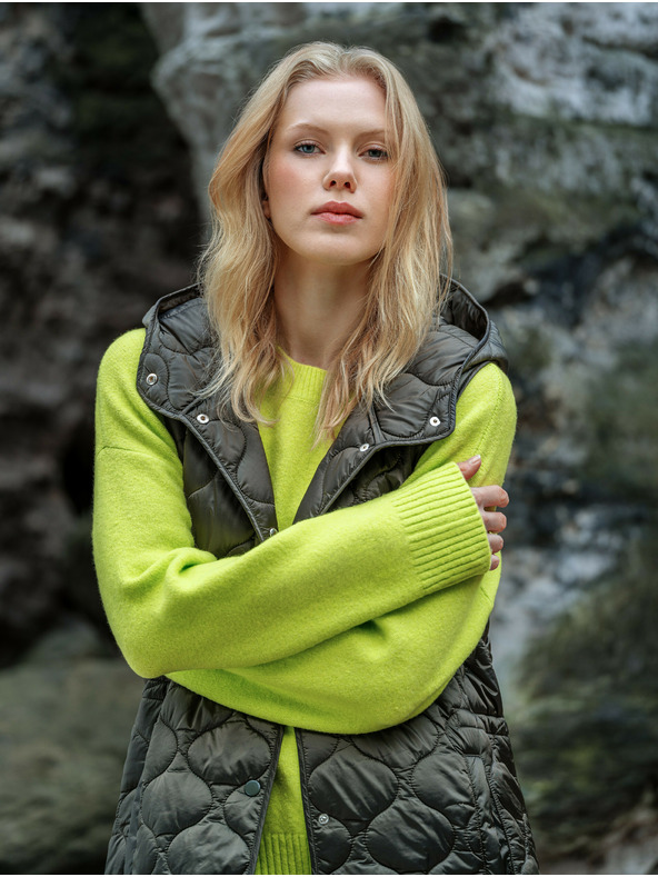 Orsay Дамски дълъг ватиран елек в цвят каки ORSAY