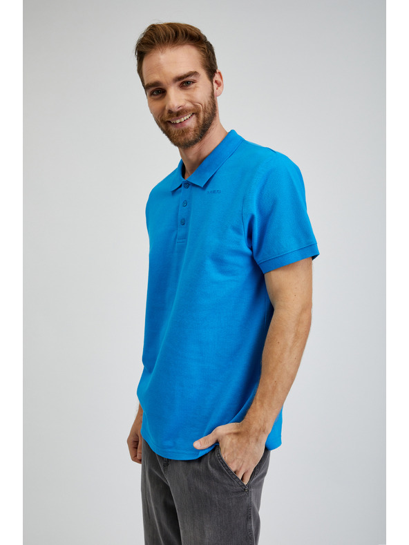 Sam 73 Синя мъжка памучна поло риза SAM73 Chryz