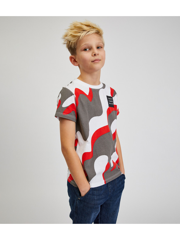 Sam 73 Сиво-червена шарена тениска за момчета SAM 73 Oscar