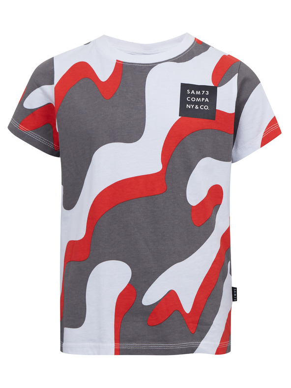 Sam 73 Сиво-червена шарена тениска за момчета SAM 73 Oscar