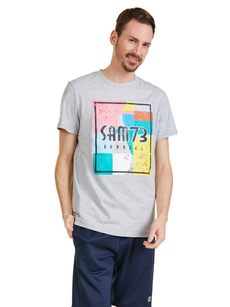 Sam 73 Сива мъжка тениска с косъм SAM 73 Elijah