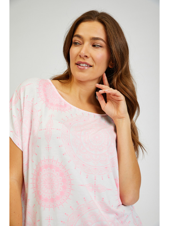 Sam 73 Бяло-розова дамска шарена тениска SAM73 Taurus