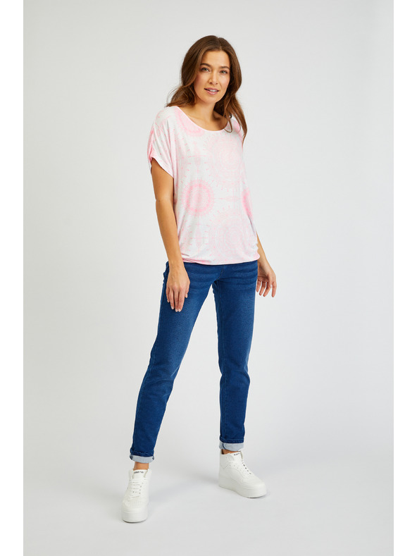 Sam 73 Бяло-розова дамска шарена тениска SAM73 Taurus