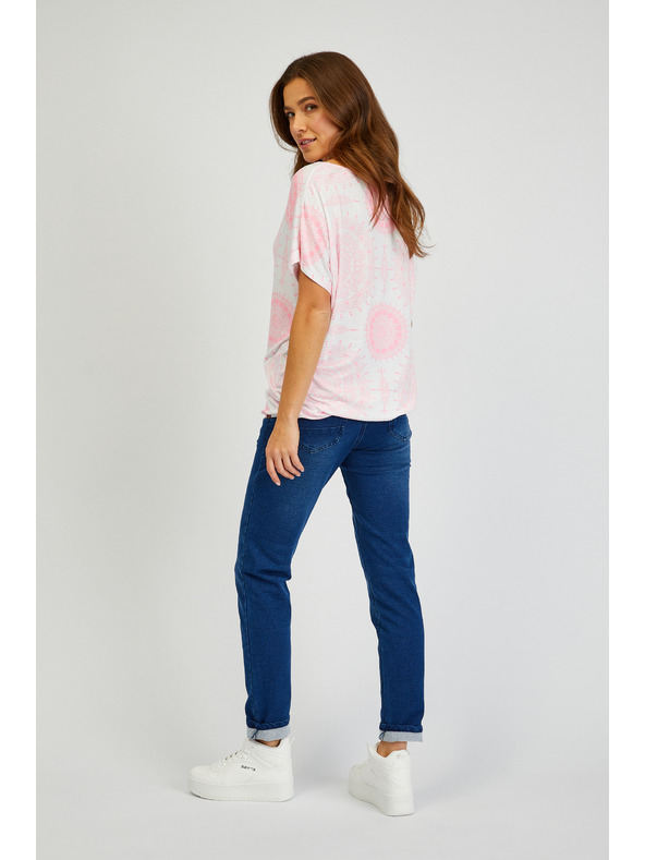 Sam 73 Бяло-розова дамска шарена тениска SAM73 Taurus