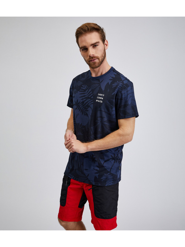 Sam 73 Тъмно синя мъжка риза с шарка SAM73 Sculptor