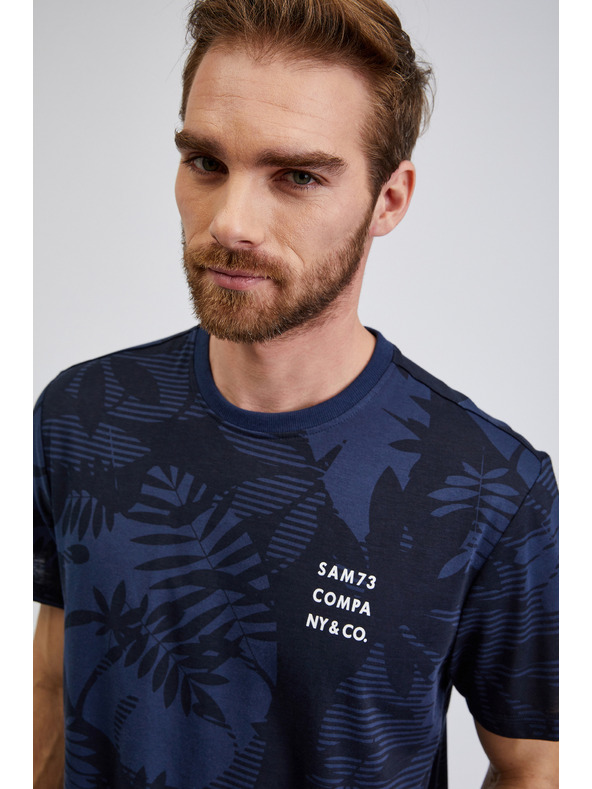 Sam 73 Тъмно синя мъжка риза с шарка SAM73 Sculptor