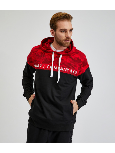 Sam 73 Червено-черна мъжка блуза с качулка SAM73 Aquamarine