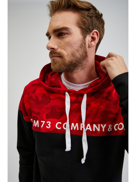 Sam 73 Червено-черна мъжка блуза с качулка SAM73 Aquamarine