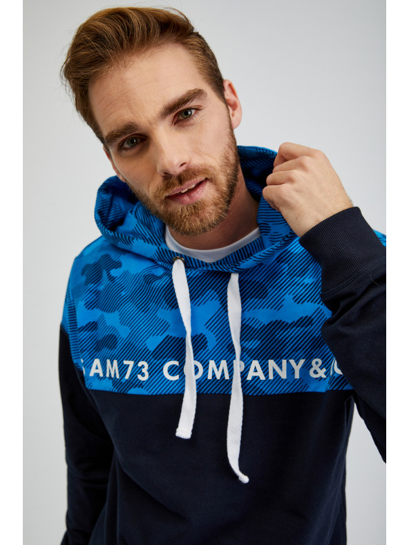 Sam 73 Син мъжки суитшърт с качулка SAM73 Aquamarine