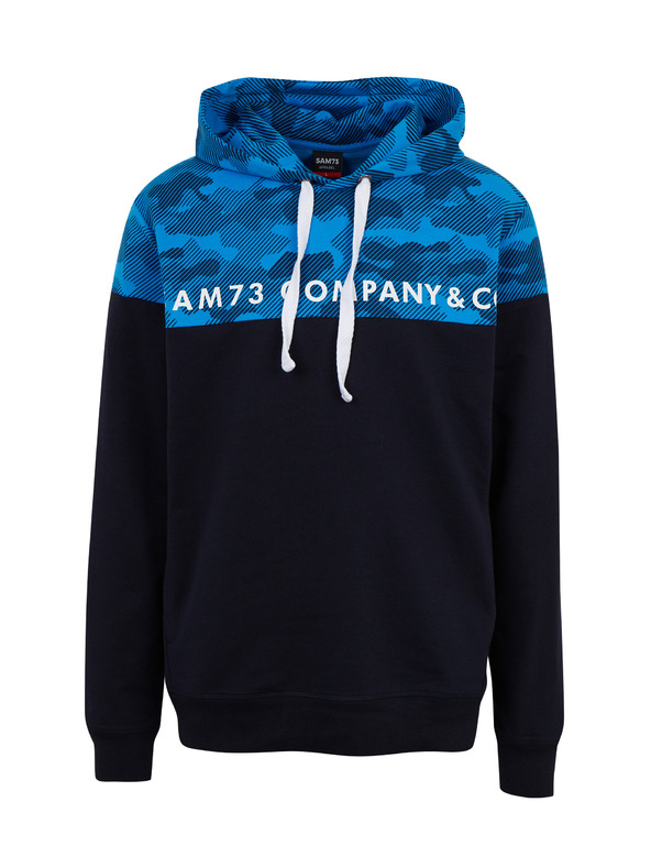 Sam 73 Син мъжки суитшърт с качулка SAM73 Aquamarine
