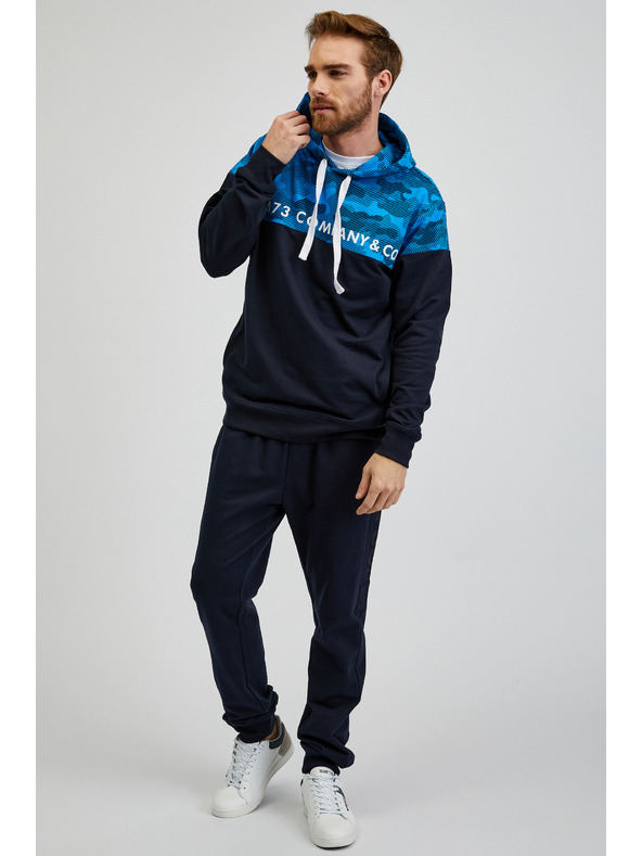 Sam 73 Син мъжки суитшърт с качулка SAM73 Aquamarine