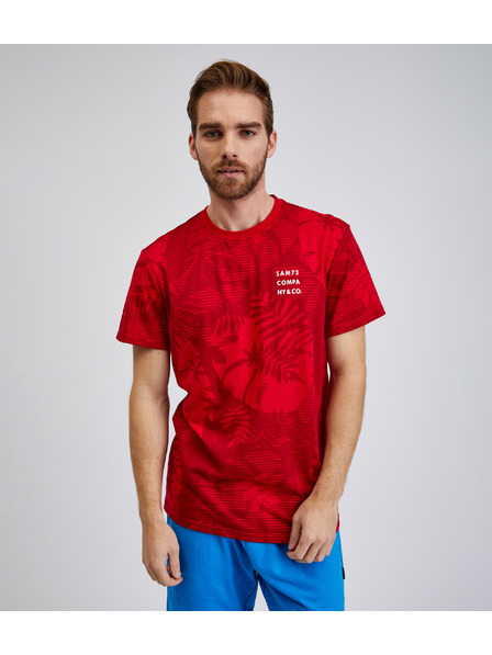 Sam 73 Червена мъжка тениска с шарка SAM73 Sculptor