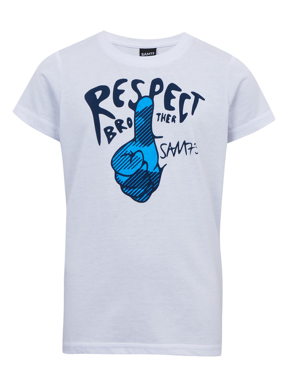 Sam 73 Бяла тениска с щампа за момчета SAM73 Scutum