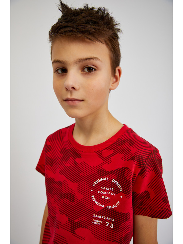 Sam 73 Червена памучна армейска тениска за момчета SAM73 Hydrus