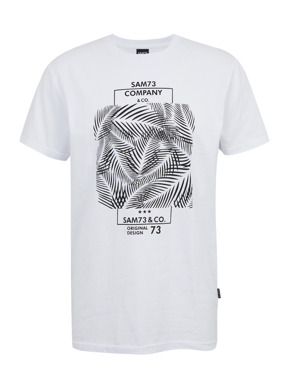 Sam 73 Бяла мъжка памучна риза с щампа SAM73 Almandit