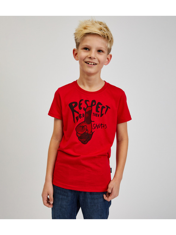 Sam 73 Червена момчешка тениска с щампа SAM73 Scutum