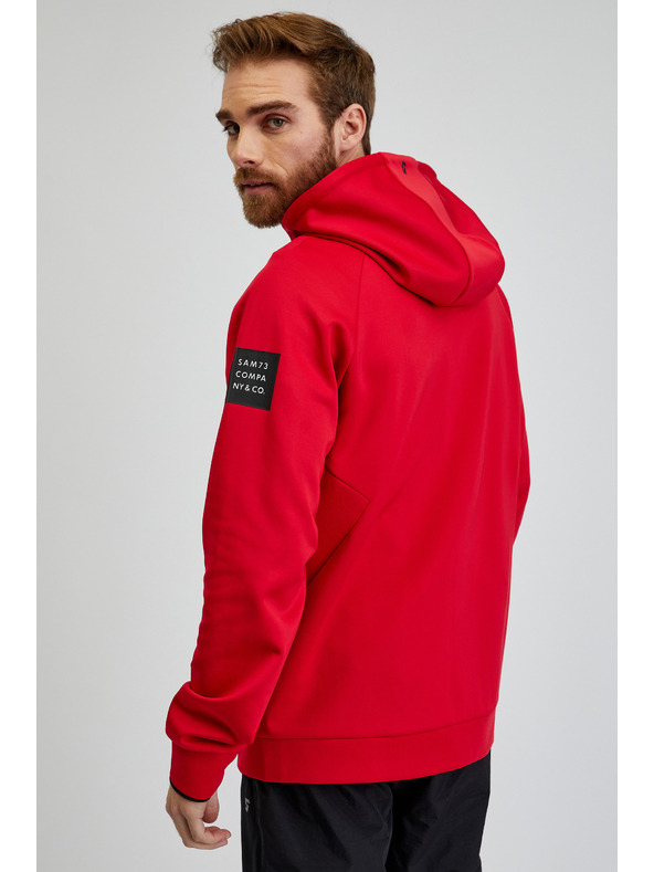 Sam 73 Червен мъжки суитшърт с цип и качулка SAM73 Beryl