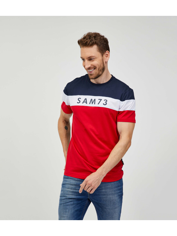 Sam 73 Синьо-червена мъжка тениска SAM 73 Kavix