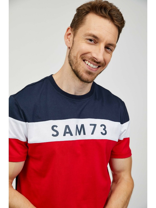 Sam 73 Синьо-червена мъжка тениска SAM 73 Kavix