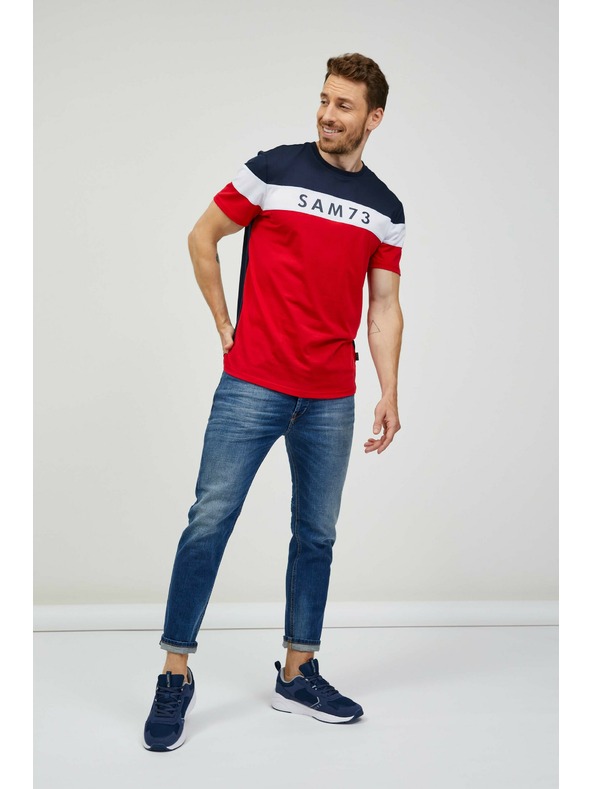 Sam 73 Синьо-червена мъжка тениска SAM 73 Kavix