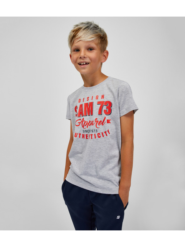 Sam 73 Светлосива раирана тениска за момчета SAM 73 Janson