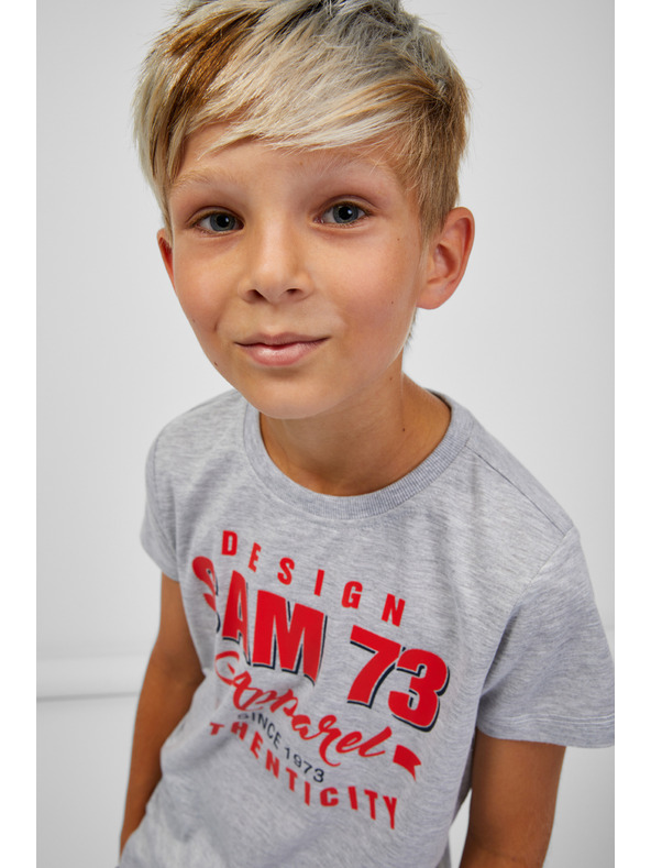 Sam 73 Светлосива раирана тениска за момчета SAM 73 Janson