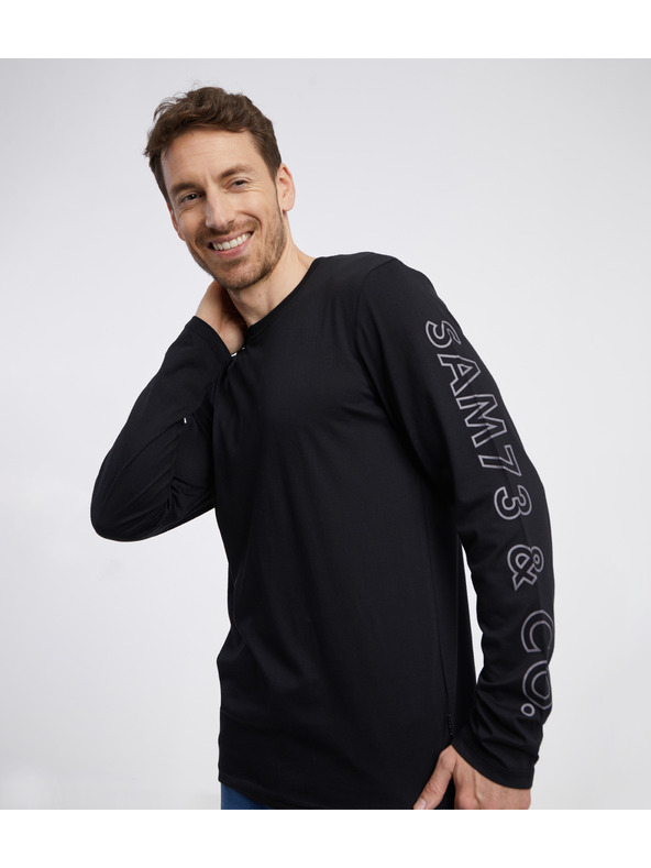 Sam 73 Черна мъжка тениска с дълъг ръкав SAM 73 Regulus