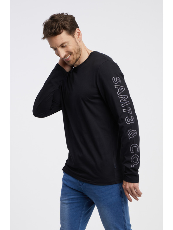 Sam 73 Черна мъжка тениска с дълъг ръкав SAM 73 Regulus