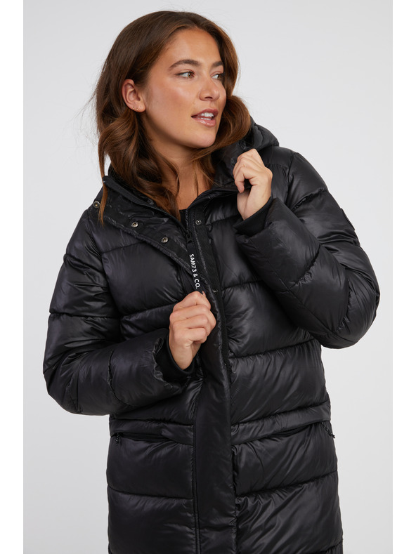 Sam 73 Черно дамско зимно палто с ватирани ръкави SAM 73