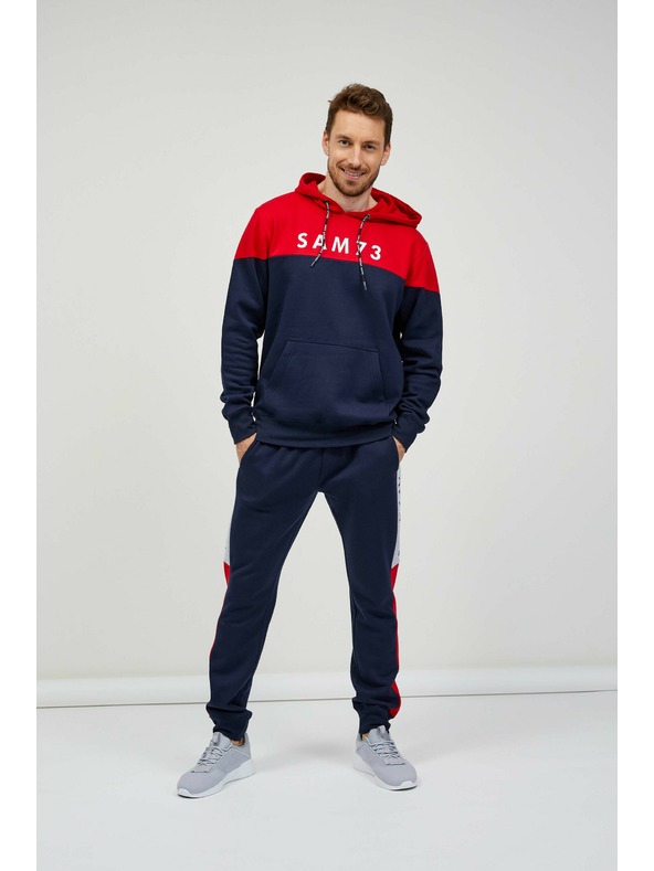 Sam 73 Червено-син мъжки суитшърт s качулка SAM 73 Eldos