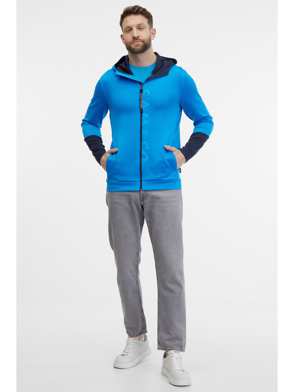 Sam 73 Син мъжки суитшърт с качулка с цип SAM 73 Emanuel