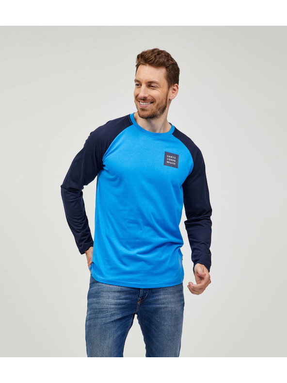 Sam 73 Черно-синя мъжка тениска с щампа SAM 73