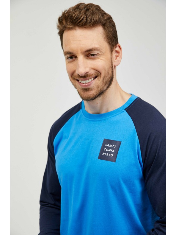Sam 73 Черно-синя мъжка тениска с щампа SAM 73