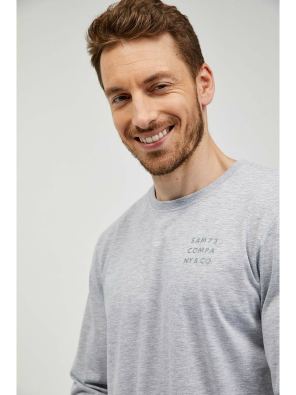 Sam 73 Светлосива мъжка тениска на райета SAM 73
