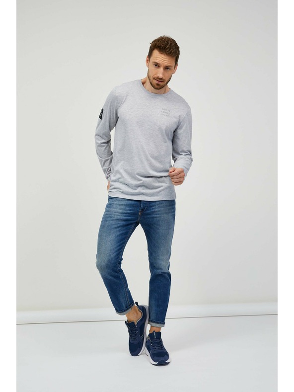 Sam 73 Светлосива мъжка тениска на райета SAM 73