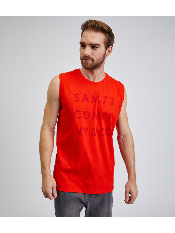 Sam 73 Червено мъжко потник с надпис SAM 73 Edgar
