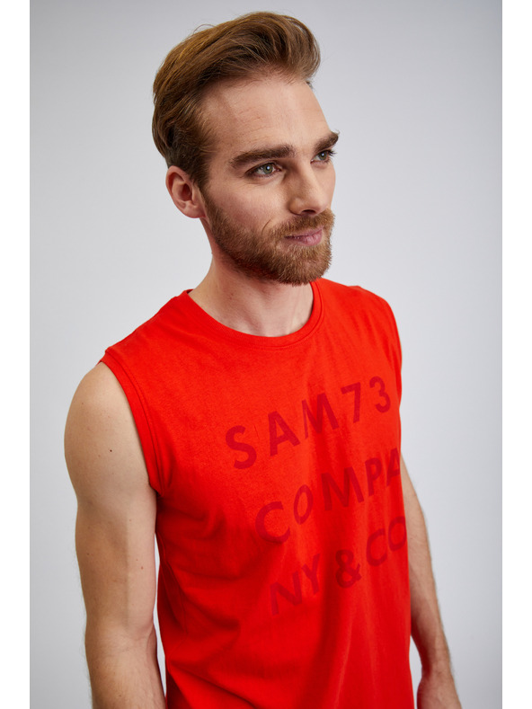 Sam 73 Червено мъжко потник с надпис SAM 73 Edgar