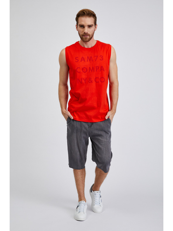 Sam 73 Червено мъжко потник с надпис SAM 73 Edgar
