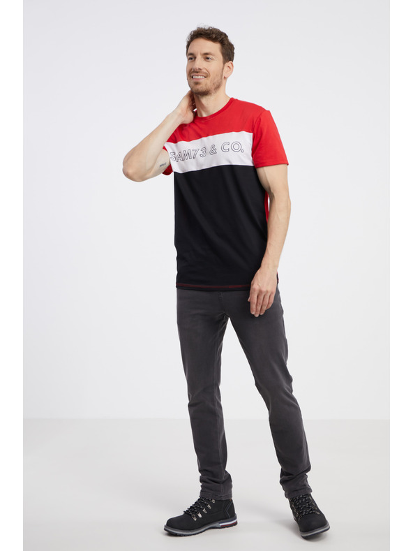 Sam 73 Черно-червена мъжка тениска SAM 73 Seamus